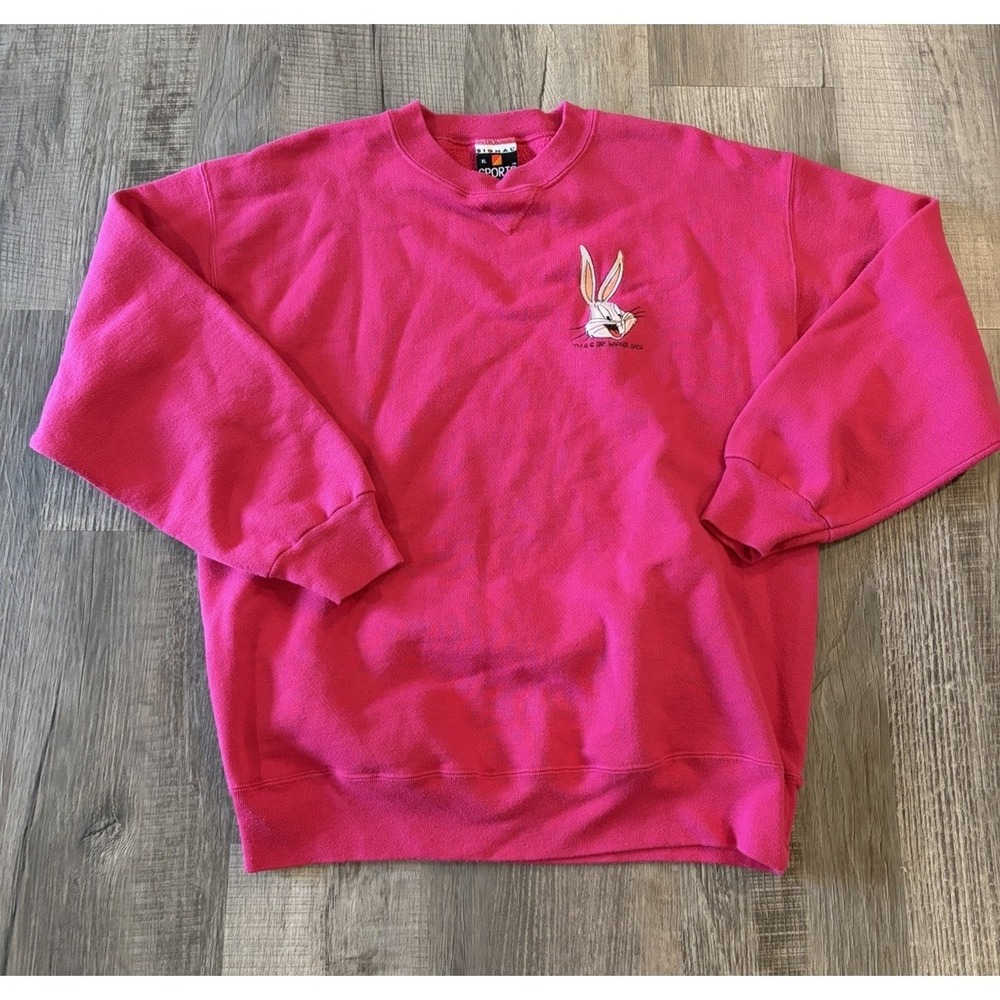 Vintage Bugs Bunny Sweatshirt Medium Crewneck Looney Tunes 1995 Purple Size XL